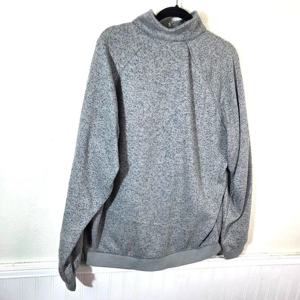 Quiksilver Mens XL Gray Heather Quarter Zip Pullover Fleece Sweater Surf Skate